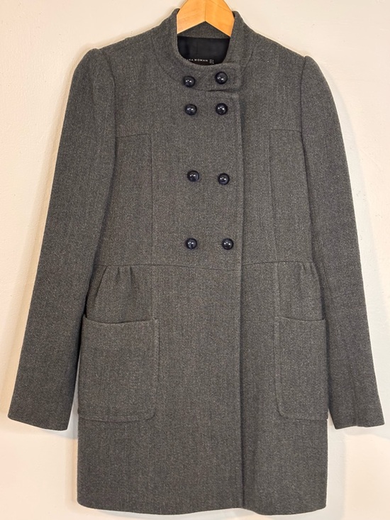 Zara Jackets & Blazers - Zara Woman Gray Wool-Blend Double Breasted  Pea Coat Women’s Size Medium